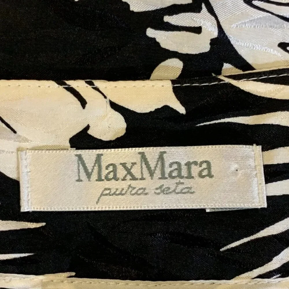 MaxMara Women 100% Silk Floral‎ Tropical Ruffle Pencil Skirt Size 10